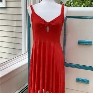 Coco Love Red Midi Dress, Keyhole Bodice, Sleeveless Fitted, Sundress